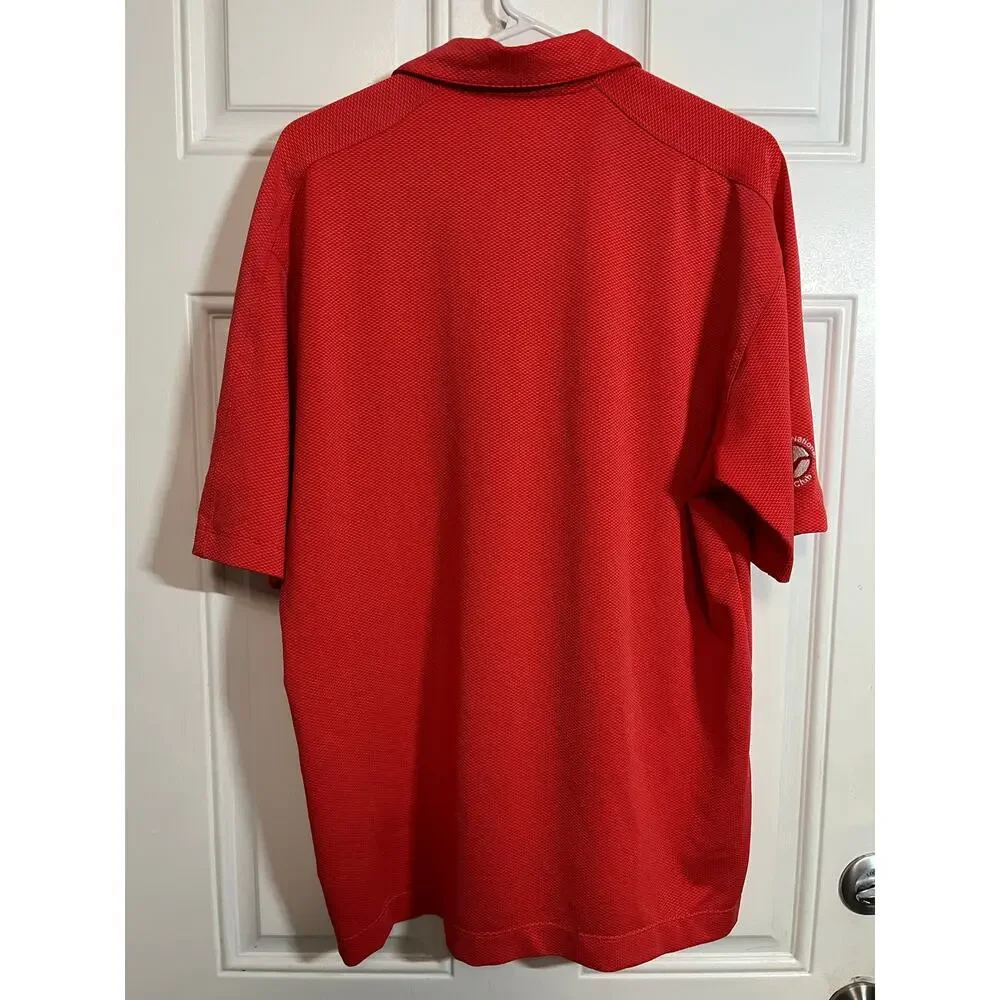 Nike Golf Polo Shirt Mens Medium Coral Red Dri Fit Victoria National Golf Club